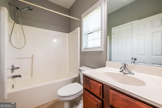 4311 Hampton Mill Pkwy, Douglasville, GA 30135 - bathroom featuring vanity, bathing tub / shower combination, and tile patterned floors
