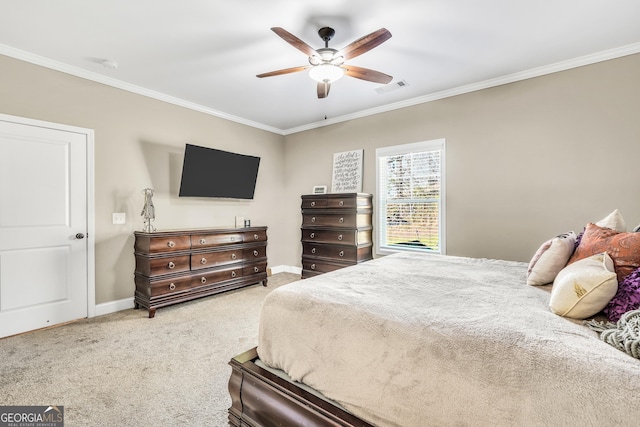 230 Thorpe Rd, Jackson, GA 30233 - carpeted bedroom with crown molding and ceiling fan