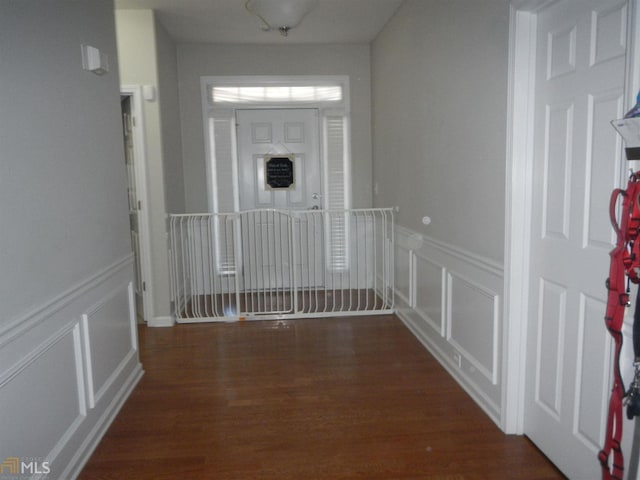 3607 Wood Point Way, Gainesville, GA 30507 - entryway with a decorative wall, wood finished floors, and wainscoting