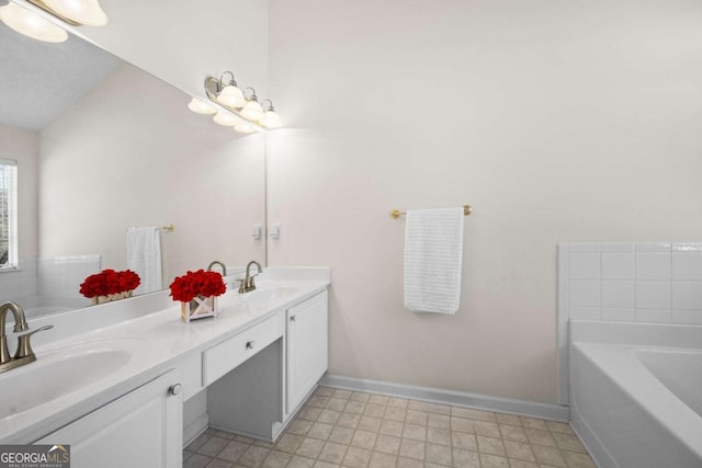 3076 Harris Mill Ct, Duluth, GA 30096 - full bathroom featuring double vanity and a garden tub