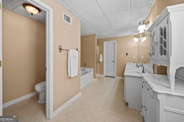 3076 Harris Mill Ct, Duluth, GA 30096 - full bathroom featuring vanity, a paneled ceiling, and tile patterned floors