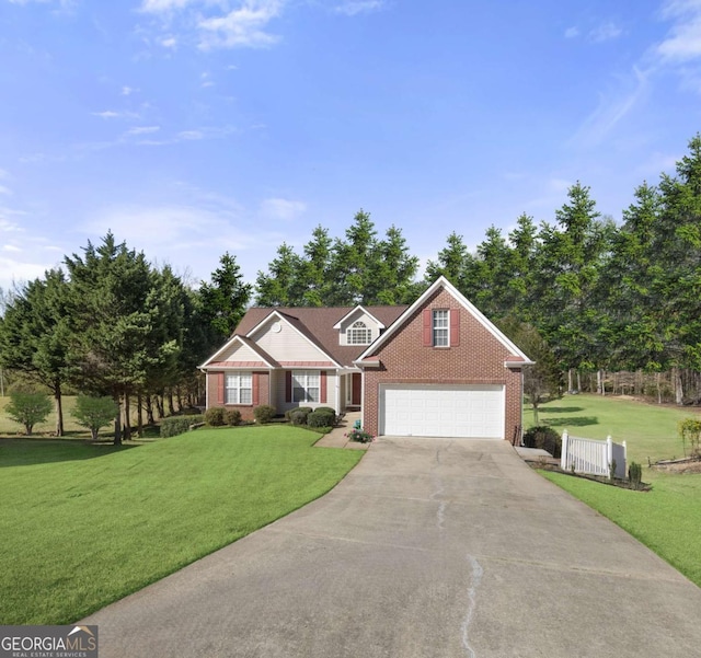 3076 Harris Mill Ct, Duluth, GA 30096 - traditional home featuring concrete driveway, brick siding, a front yard, and a garage