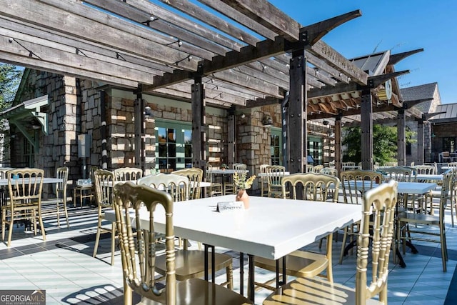 3076 Harris Mill Ct, Duluth, GA 30096 - wooden terrace featuring a pergola and outdoor dining space