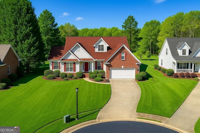 3076 Harris Mill Ct, Duluth, GA 30096 - new england style home with brick siding, driveway, and a front yard