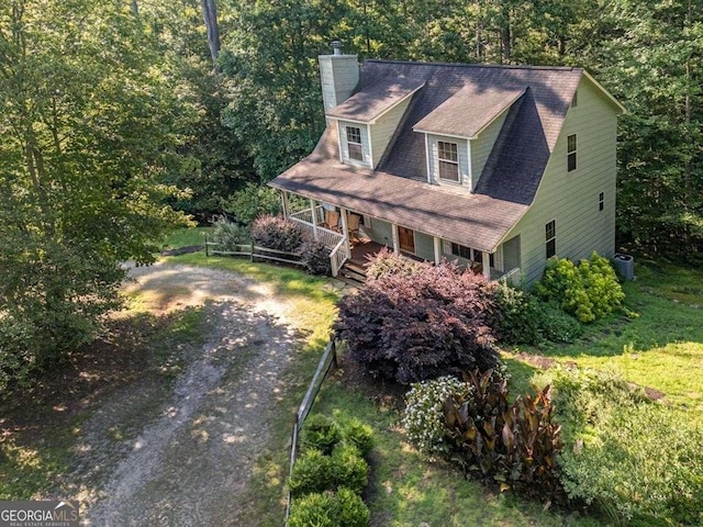 104 Buck Run E, Dahlonega, GA 30533 - view of front facade featuring a porch, a chimney, and driveway