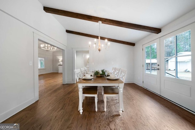 600 Grady Rd, Rockmart, GA 30153 - dining area featuring a chandelier, plenty of natural light, and wood finished floors