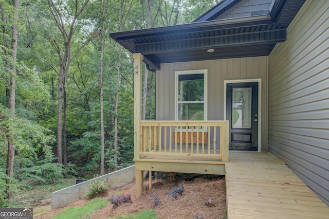 48 Bluejay Ct, Monticello, GA 31064 - deck featuring a forest view