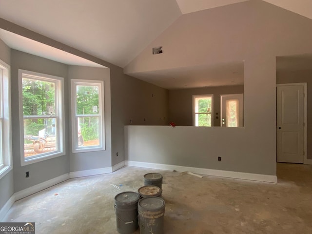 3800 High Falls Rd, Griffin, GA 30224 - unfurnished room featuring baseboards and high vaulted ceiling