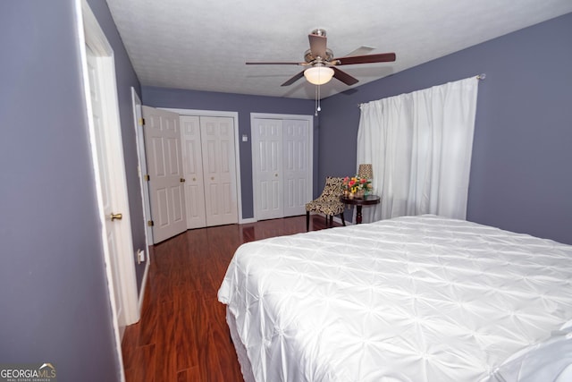 46 Cedar Ridge Dr, Toccoa, GA 30577 - bedroom with wood finished floors, multiple closets, and ceiling fan