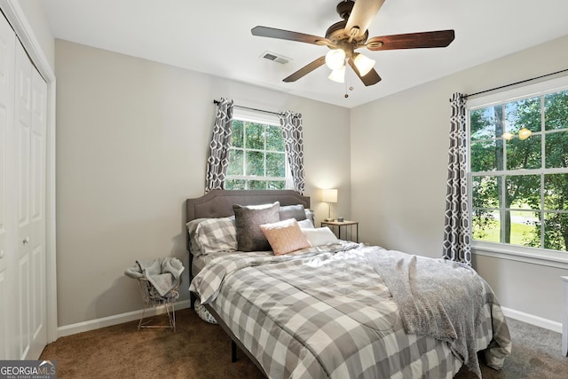 67 Woodlawn Dr, Toccoa, GA 30577 - carpeted bedroom featuring a closet and ceiling fan