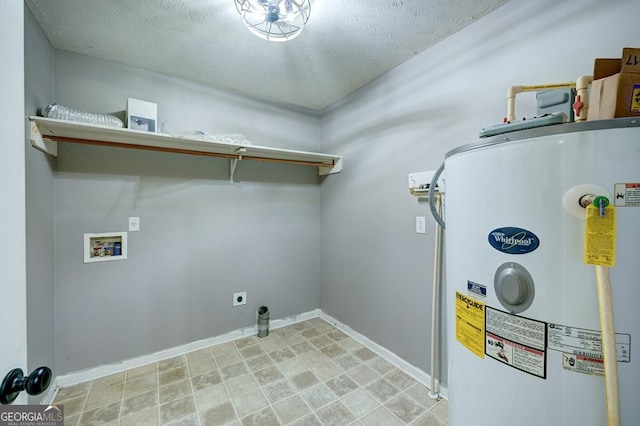 30 Red Bird Ln, Ellijay, GA 30540 - washroom with water heater, electric dryer hookup, hookup for a washing machine, and a textured ceiling