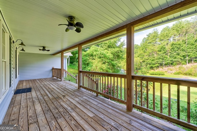 30 Red Bird Ln, Ellijay, GA 30540 - wooden deck with a ceiling fan and a lawn