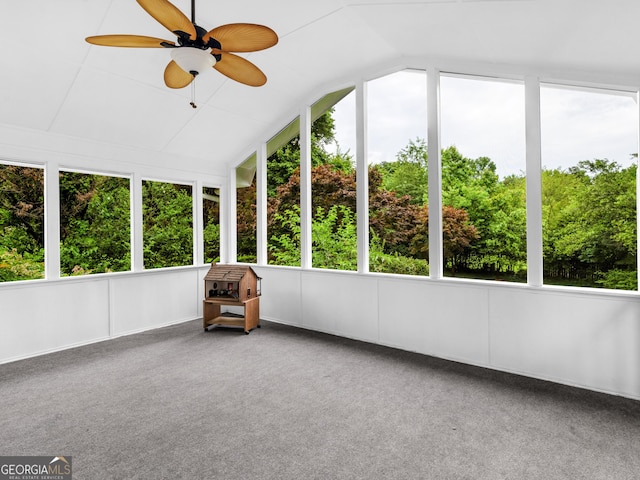 117 Thomas St, Griffin, GA 30224 - unfurnished sunroom with vaulted ceiling, ceiling fan, and plenty of natural light