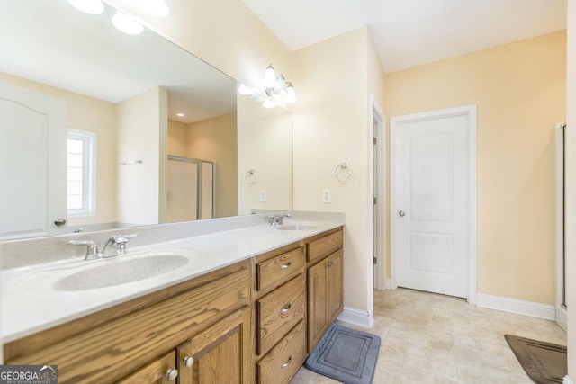 112 Huntwood Ln, Kathleen, GA 31047 - bathroom featuring double vanity and a shower stall