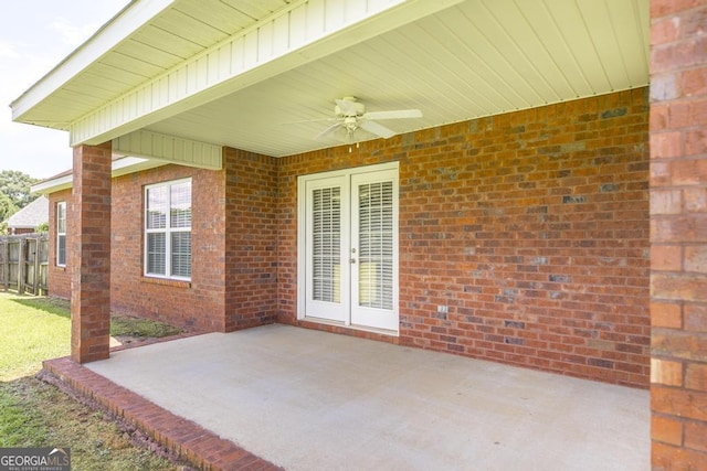 112 Huntwood Ln, Kathleen, GA 31047 - view of patio featuring ceiling fan and french doors