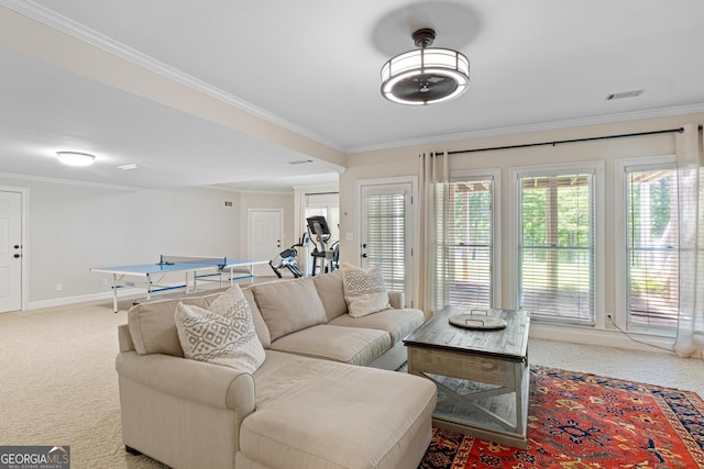 660 Milton Dr, Mcdonough, GA 30252 - carpeted living room featuring ornamental molding and baseboards
