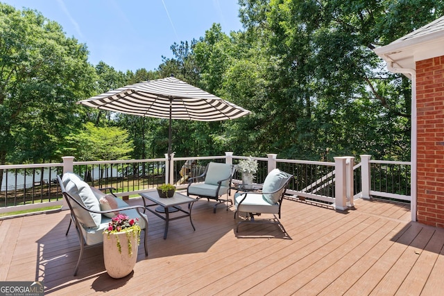 660 Milton Dr, Mcdonough, GA 30252 - deck with view of scattered trees and an outdoor hangout area