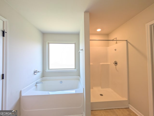 120 Magnaview Dr, Mcdonough, GA 30253 - full bath featuring a bath, a shower, and tile patterned flooring