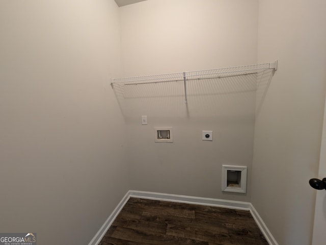 120 Magnaview Dr, Mcdonough, GA 30253 - laundry room featuring hookup for an electric dryer, dark wood finished floors, and hookup for a washing machine