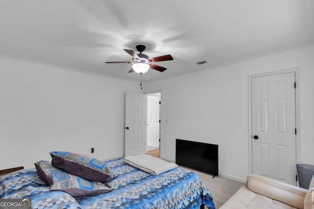 1481 Howard Way, Lawrenceville, GA 30043 - carpeted bedroom featuring ceiling fan and baseboards