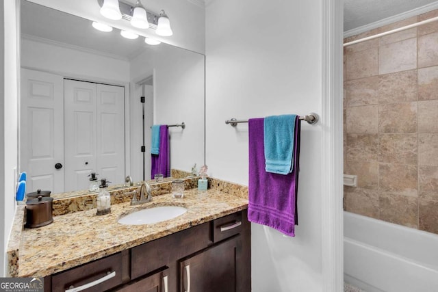 1481 Howard Way, Lawrenceville, GA 30043 - bathroom featuring vanity, crown molding, and shower / washtub combination
