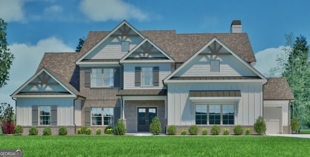 2316 Pebble Trl, Monroe, GA 30656 - craftsman house with a standing seam roof, board and batten siding, and a chimney