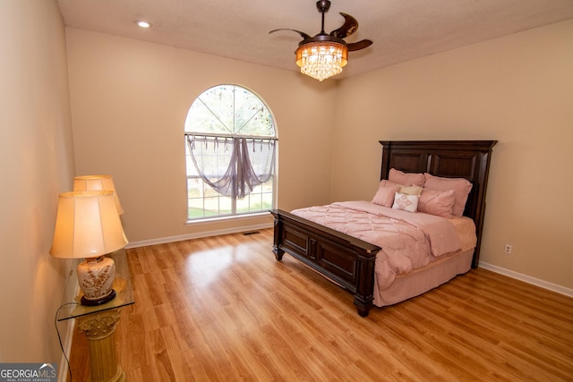 214 Hunters Chase, Byron, GA 31008 - bedroom with light wood finished floors, recessed lighting, and a ceiling fan
