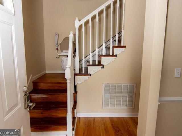 214 Hunters Chase, Byron, GA 31008 - stairs with wood finished floors and baseboards