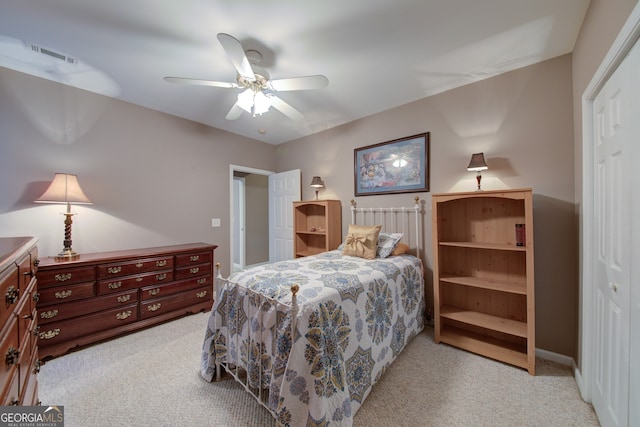 219 John Garner Rd, Dahlonega, GA 30533 - bedroom with light colored carpet and a ceiling fan