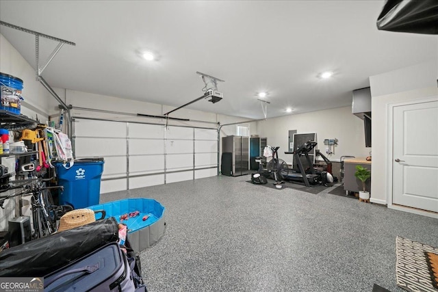 410 Anglin Walk, Alpharetta, GA 30009 - garage with a garage door opener, electric panel, and recessed lighting