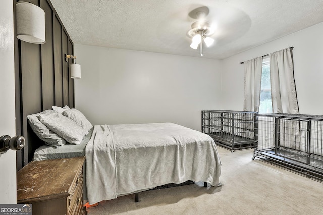3453 Hogansville Rd, Lagrange, GA 30241 - carpeted bedroom with a textured ceiling and a ceiling fan
