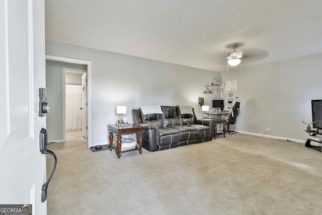 3453 Hogansville Rd, Lagrange, GA 30241 - living area with ceiling fan, carpet, and an office area
