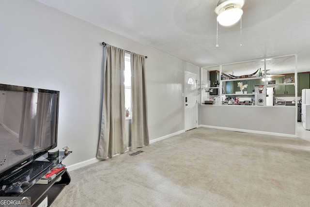 3453 Hogansville Rd, Lagrange, GA 30241 - living room featuring light colored carpet and ceiling fan