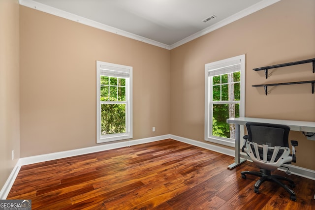 112 Springhill Ln, Clarkesville, GA 30523 - unfurnished office featuring wood finished floors and crown molding