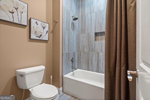 112 Springhill Ln, Clarkesville, GA 30523 - bathroom with toilet and shower / bathtub combination with curtain