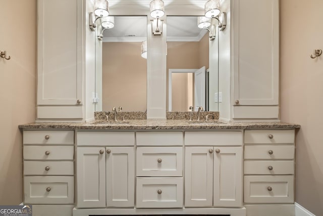 112 Springhill Ln, Clarkesville, GA 30523 - bathroom featuring double vanity and ornamental molding