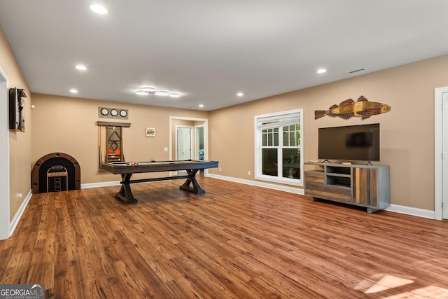 112 Springhill Ln, Clarkesville, GA 30523 - recreation room featuring wood finished floors, recessed lighting, and billiards