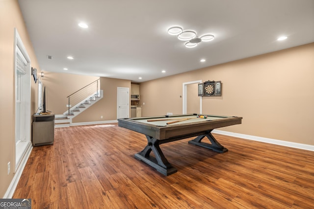112 Springhill Ln, Clarkesville, GA 30523 - rec room with wood finished floors, billiards table, and recessed lighting