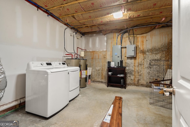 112 Springhill Ln, Clarkesville, GA 30523 - laundry room featuring independent washer and dryer, electric panel, and electric water heater