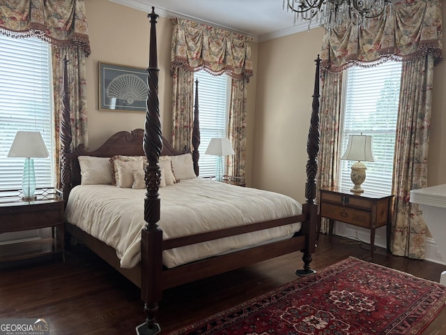 320 E 3rd Ave, Rome, GA 30161 - bedroom with wood finished floors, ornamental molding, and a chandelier