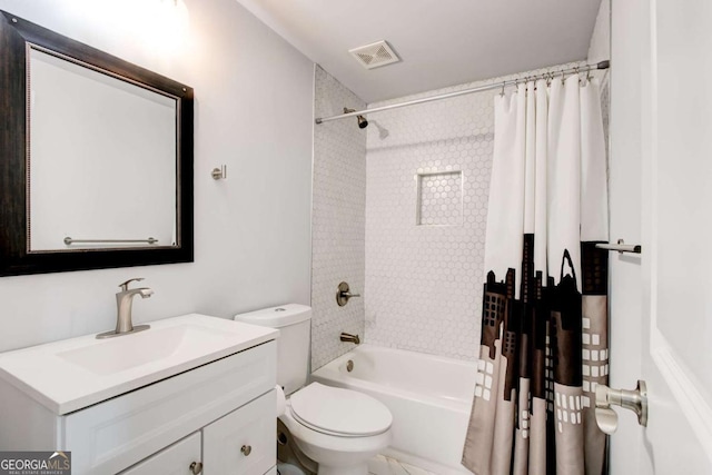 2200 Glendale Dr, Atlanta, GA 30032 - full bathroom featuring vanity and shower / bath combo with shower curtain