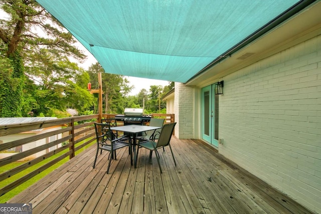 2200 Glendale Dr, Atlanta, GA 30032 - wooden deck featuring outdoor dining area and grilling area