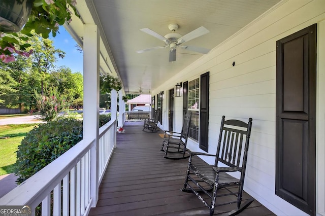 103 W Second St, Greensboro, GA 30642 - wooden porch with ceiling fan