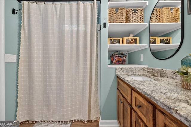 1724 Cedar Grove Church Rd, Winder, GA 30680 - bathroom featuring vanity and a shower with curtain