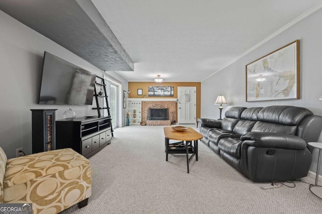 1809 Claron Ave, Conley, GA 30288 - carpeted living area featuring a fireplace and ornamental molding