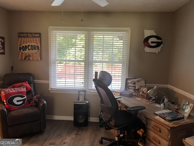 2203 Honeybee Creek Dr, Griffin, GA 30224 - office with wood finished floors and a ceiling fan