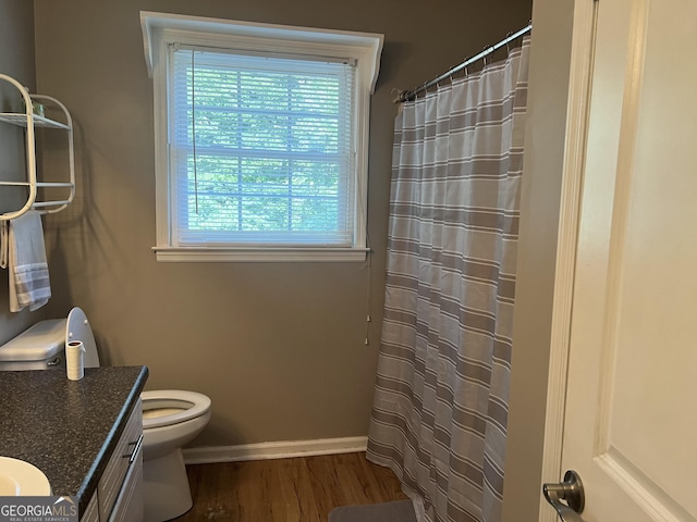 2203 Honeybee Creek Dr, Griffin, GA 30224 - bathroom featuring vanity, wood finished floors, and a shower with curtain