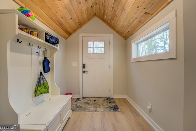 480 Mitchell Rd, Covington, GA 30014 - mudroom with light wood-type flooring, wood ceiling, and lofted ceiling