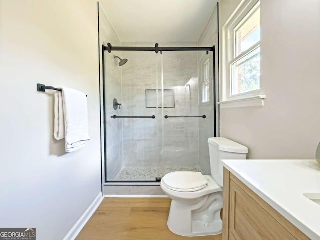 107 Runaway Point Rd, Savannah, GA 31404 - full bath with a shower stall, vanity, and wood finished floors
