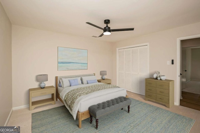107 Runaway Point Rd, Savannah, GA 31404 - bedroom featuring a closet, carpet flooring, and ceiling fan